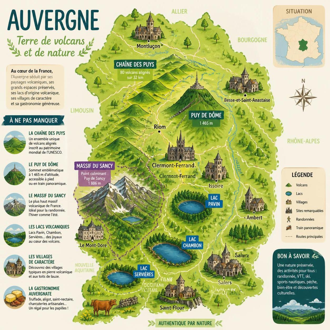 découvrez l'auvergne à travers ses volcans majestueux, ses paysages époustouflants et ses sites incontournables. un guide voyage complet pour explorer cette région unique.