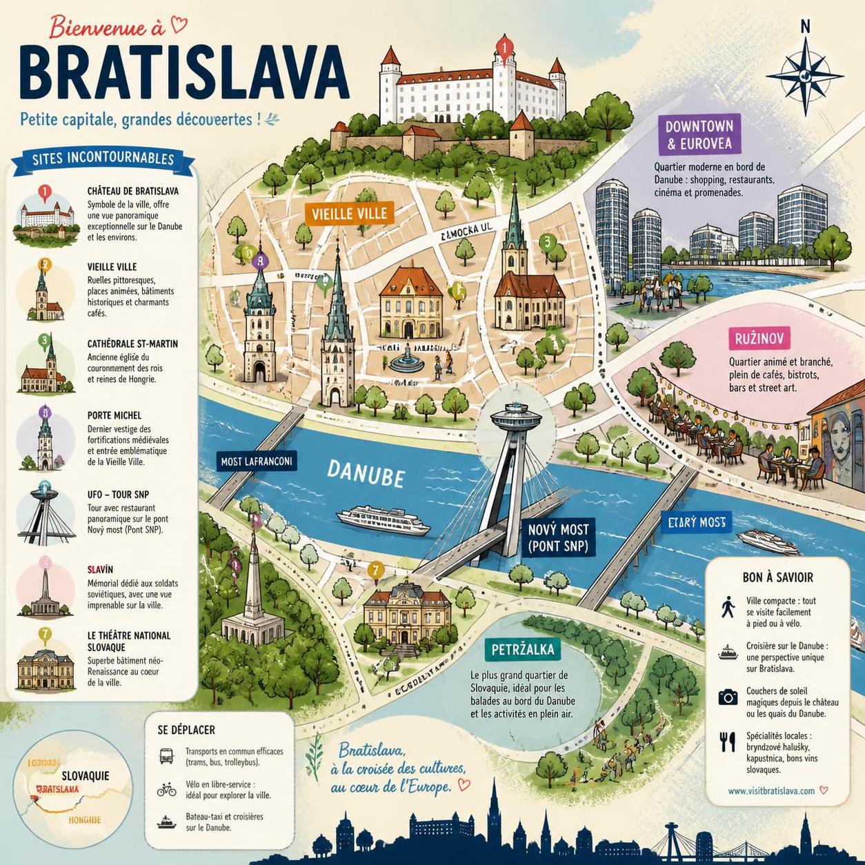 découvrez bratislava avec notre guide complet pour un week-end inoubliable en slovaquie : attractions, conseils pratiques, et bons plans pour profiter pleinement de la capitale.
