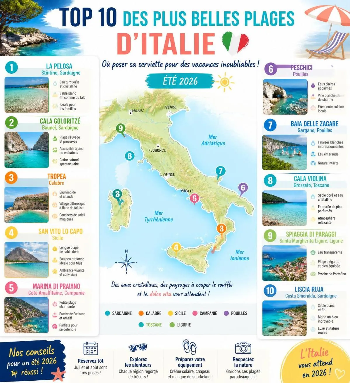 explorez les plus belles plages d'italie pour des vacances inoubliables en 2026. sable fin, eaux turquoise et paysages à couper le souffle vous attendent.