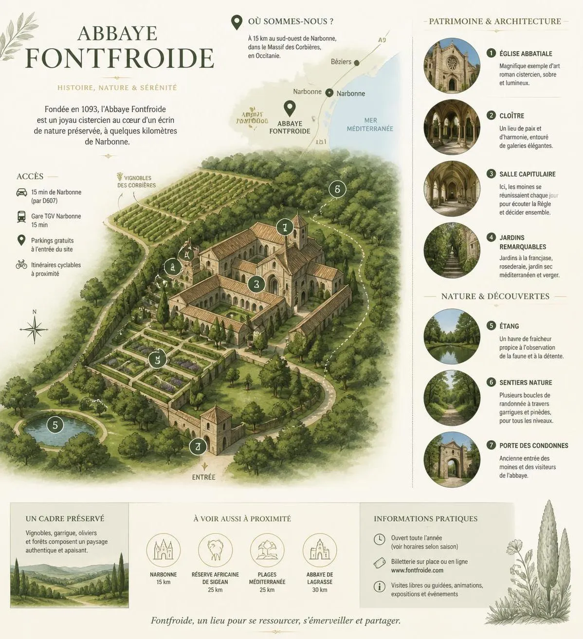 explorez l'histoire fascinante et la beauté remarquable de l'abbaye de fontfroide, un joyau architectural et culturel riche en patrimoine.