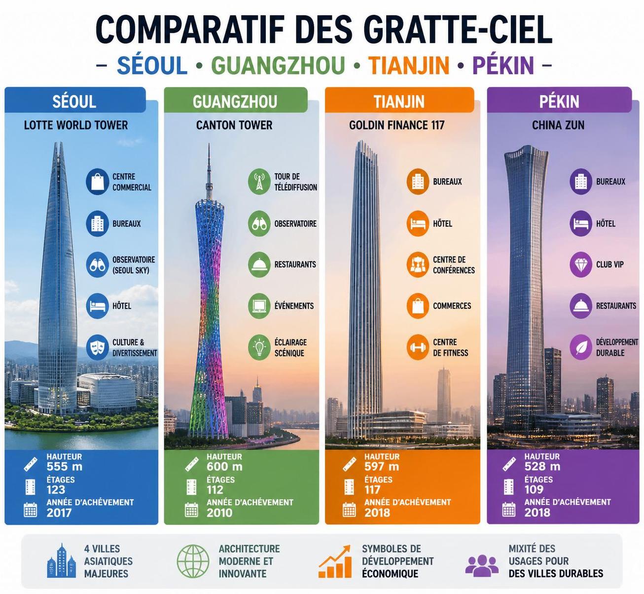 explorez les tours les plus hautes du monde et découvrez leurs secrets impressionnants, de l'architecture innovante aux défis de construction fascinants.