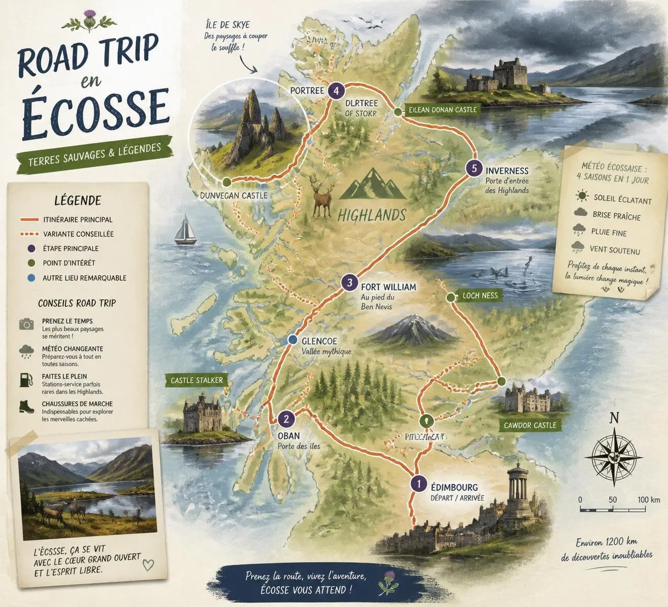 découvrez notre guide complet pour un road trip en écosse avec un itinéraire détaillé et des conseils pratiques afin de vivre un voyage inoubliable au cœur des paysages magnifiques et de la culture écossaise.