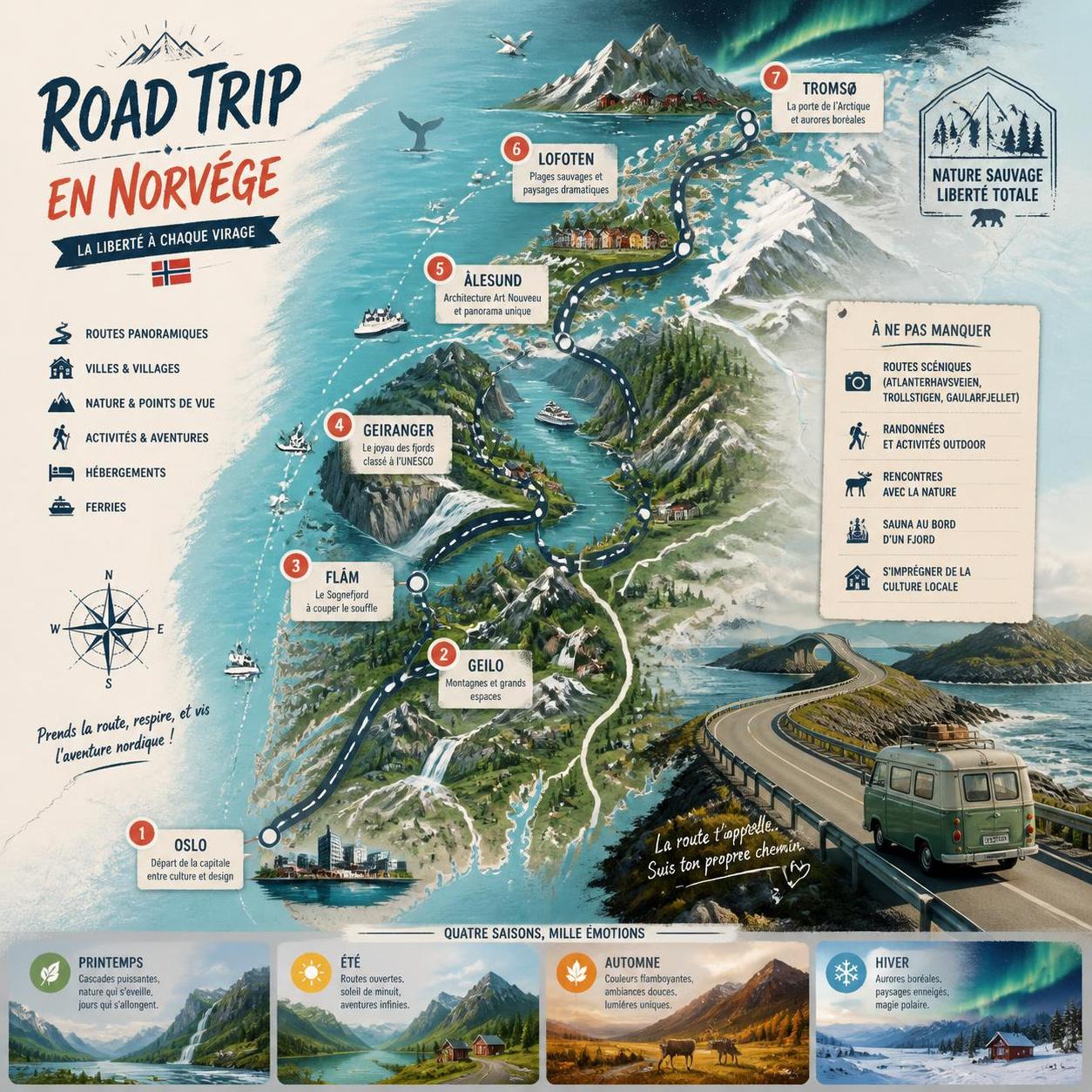 découvrez notre guide complet pour un road trip inoubliable en norvège. conseils pratiques, itinéraires incontournables et meilleures astuces pour vivre une aventure unique au cœur des paysages norvégiens.