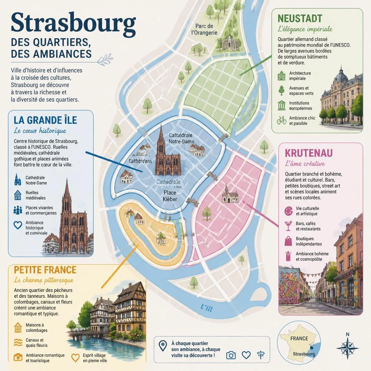 découvrez strasbourg, son patrimoine riche et ses incontournables en alsace. guide complet pour une visite réussie entre culture, gastronomie et histoire.