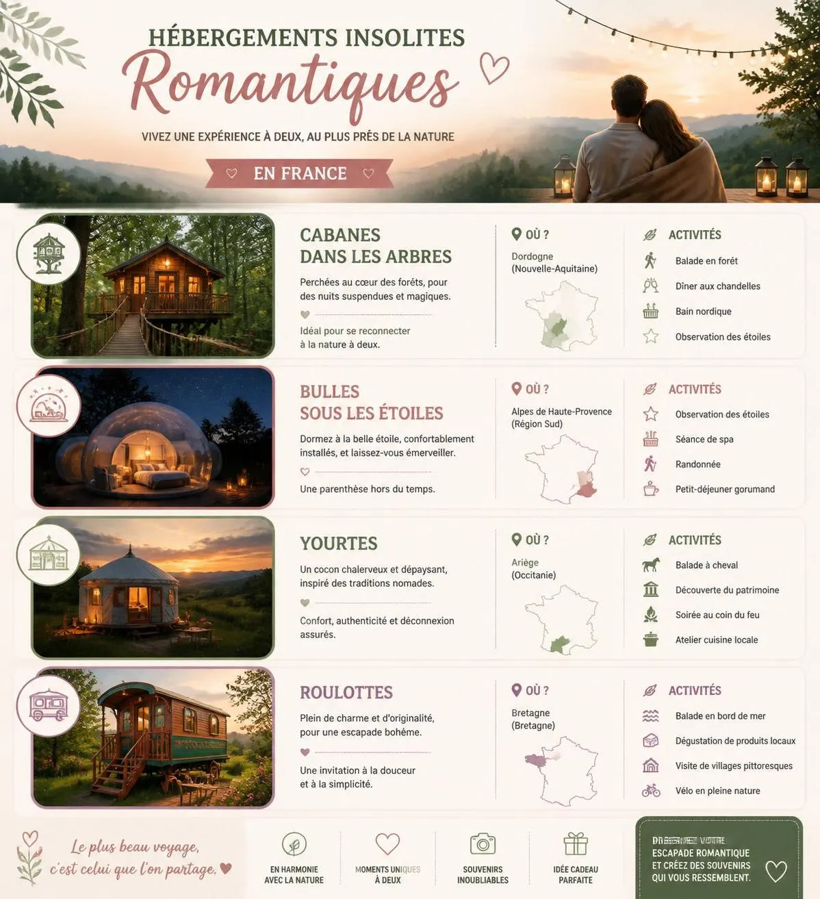 découvrez des idées originales pour un week-end en amoureux insolite et romantique. évadez-vous à deux avec des activités uniques et des destinations charmantes.