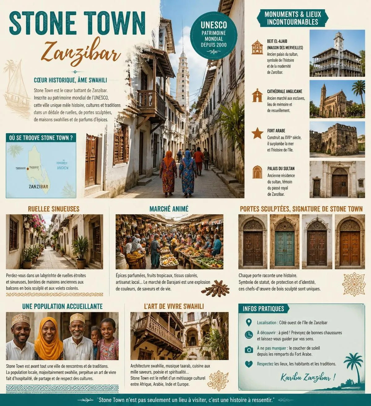 découvrez zanzibar, l'île tanzanienne aux plages paradisiaques et aux épices envoûtantes. guide complet pour préparer votre voyage entre nature, culture et saveurs exotiques.