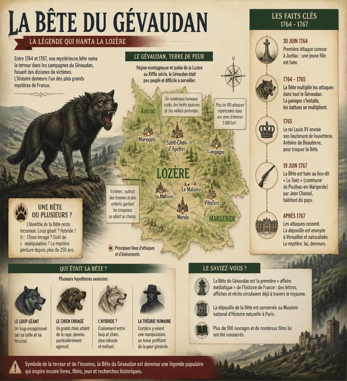 découvrez l'histoire fascinante de la bête du gévaudan et explorez les lieux emblématiques à visiter en lozère, entre mystère et patrimoine naturel.