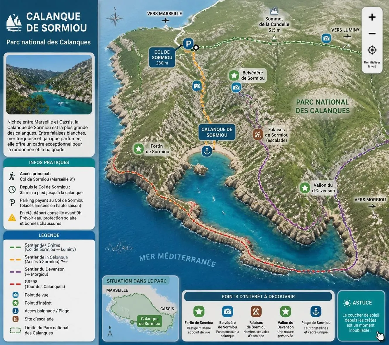 découvrez la calanque de sormiou, un joyau des calanques de marseille : conseils pour l'accès, itinéraires de randonnée et les meilleurs spots pour la baignade.