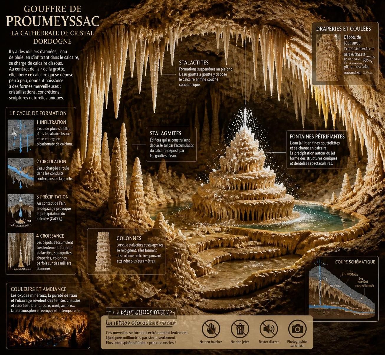 découvrez le gouffre de proumeyssac, la cathédrale de cristal du périgord, et explorez ses impressionnantes formations souterraines lors d'une visite unique.