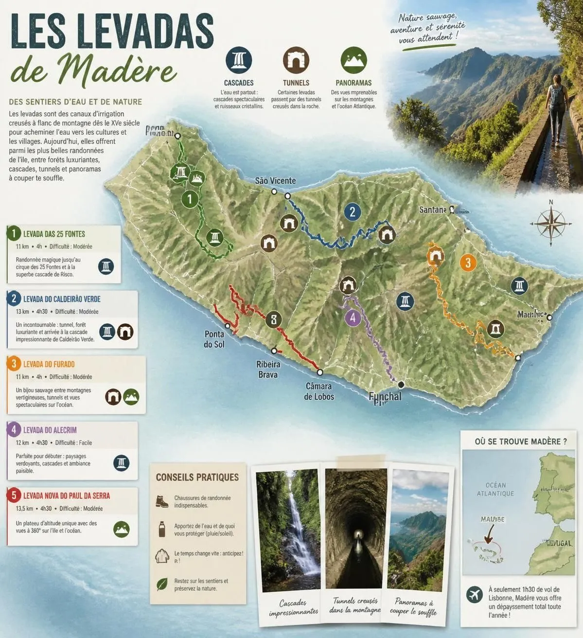 découvrez madère autrement : plongez dans l'aventure avec ses levadas, ses randonnées authentiques et explorez une île riche en paysages naturels, loin des clichés balnéaires.