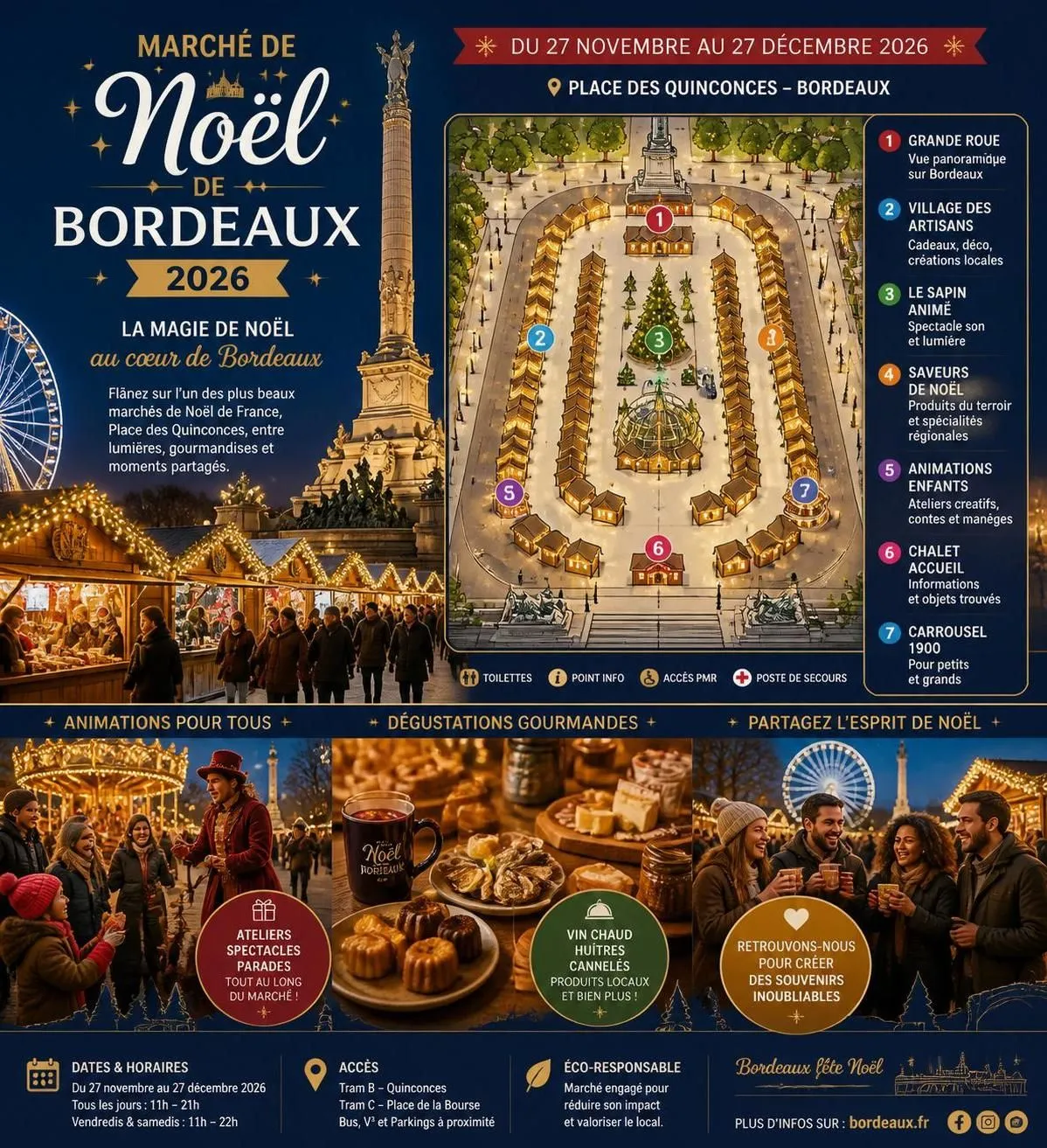 découvrez tout sur le marché de noël de bordeaux 2026 : dates, stands, animations et incontournables pour une expérience festive inoubliable.
