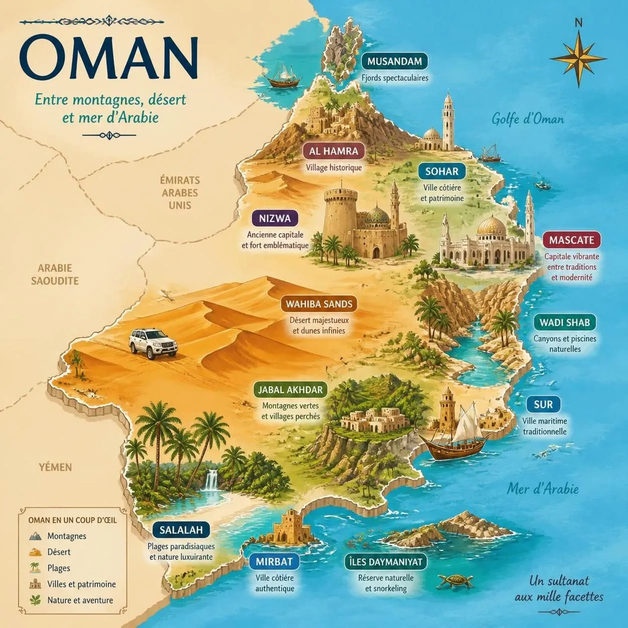découvrez notre guide complet sur oman avec les incontournables à visiter et des conseils pratiques pour préparer votre voyage en toute sérénité.