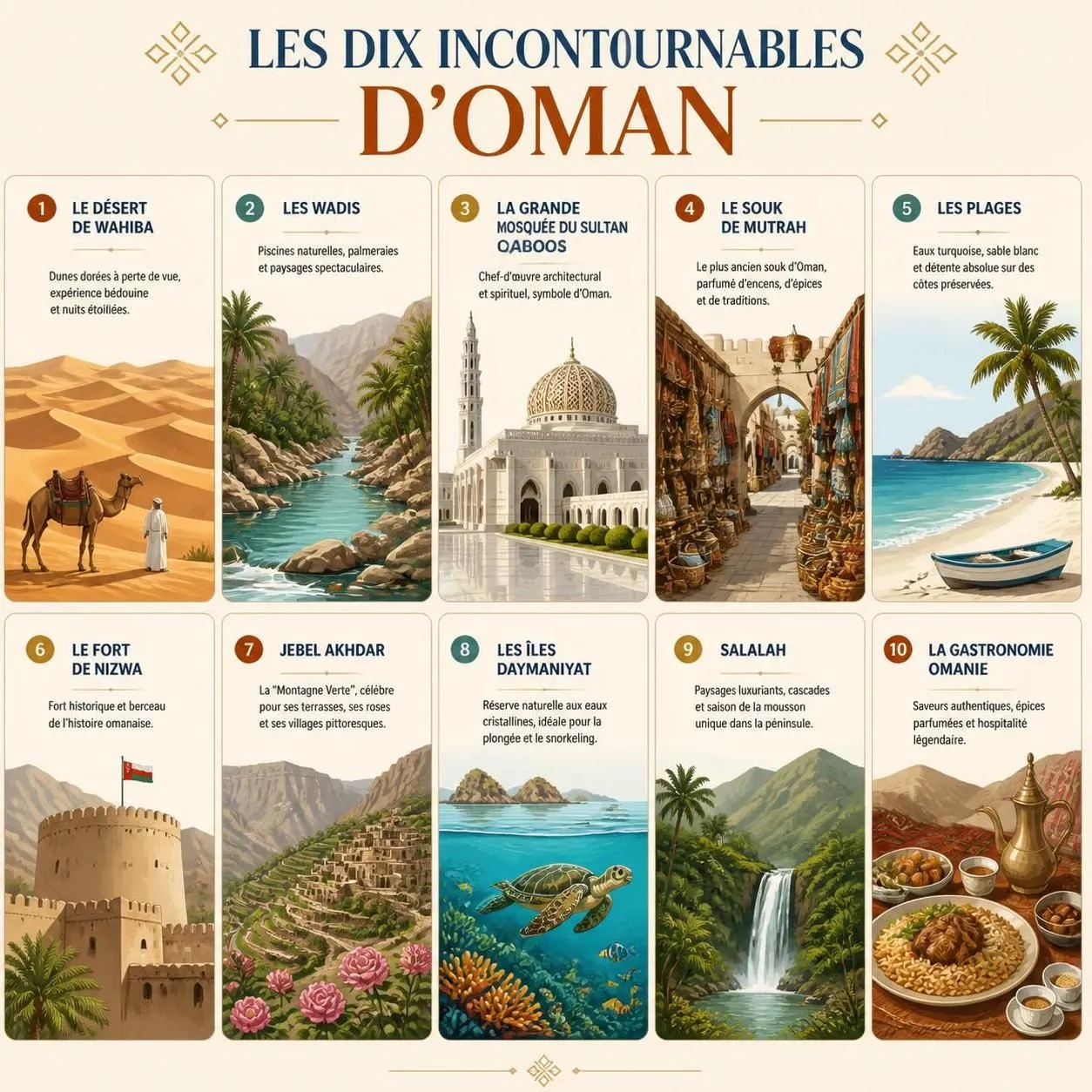 découvrez oman avec notre guide voyage complet : incontournables à visiter, conseils pratiques, culture, et astuces pour un séjour réussi dans ce pays fascinant.