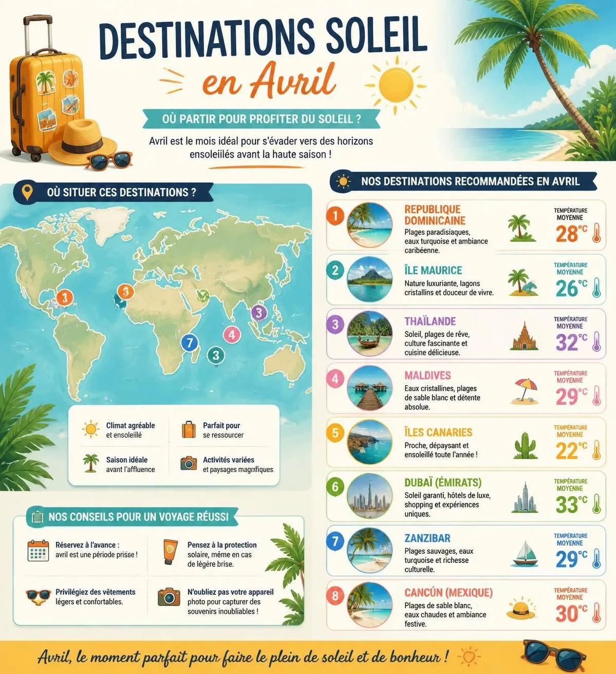 découvrez nos meilleures destinations ensoleillées pour partir en avril et profiter du printemps au soleil. idées de voyages pour un séjour chaleureux et ressourçant.