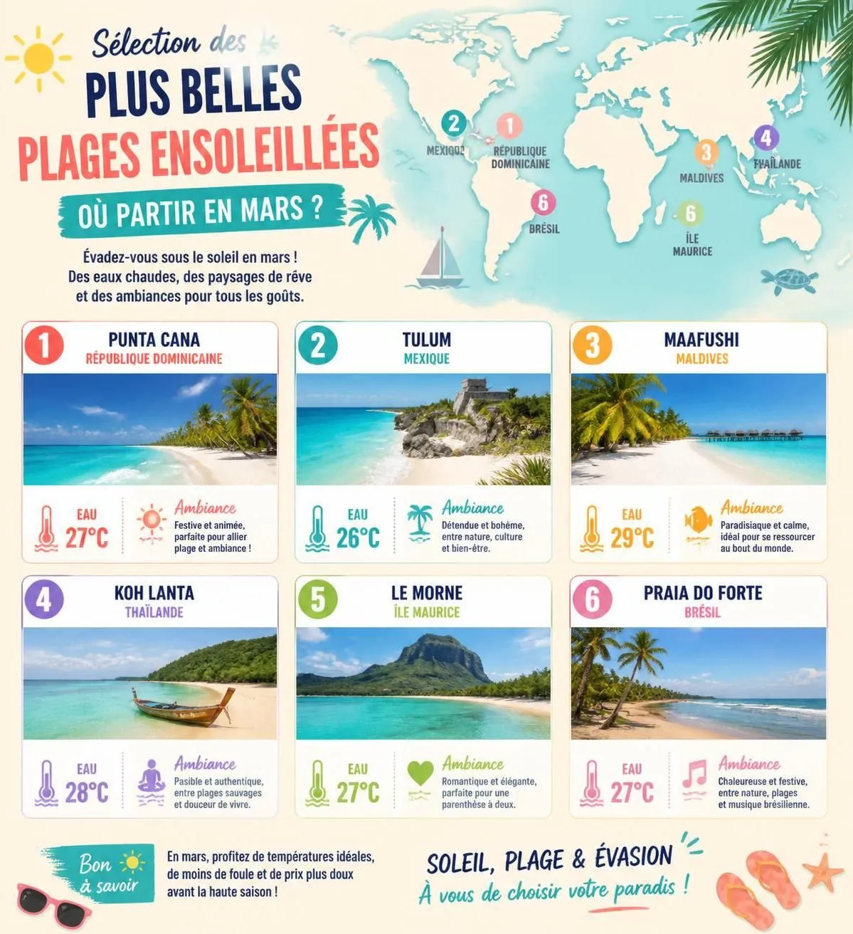 découvrez les meilleures destinations ensoleillées et chaleureuses pour partir en mars et profiter pleinement de vos vacances au soleil.