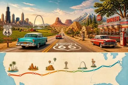 Route 66 : guide road trip de Chicago à Los Angeles découvrez notre guide complet pour un road trip inoubliable sur la route 66, de chicago à los angeles, avec des conseils, des étapes incontournables et des astuces pour profiter pleinement de cette légendaire route américaine.