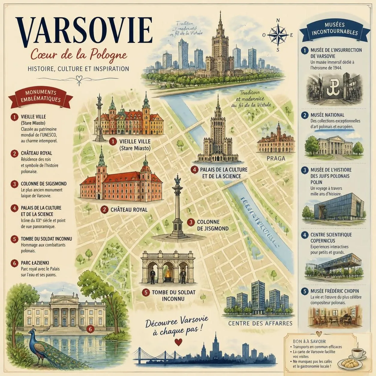 découvrez varsovie, la capitale dynamique de la pologne, avec notre guide voyage complet : sites incontournables, culture, gastronomie et conseils pratiques pour un séjour réussi.