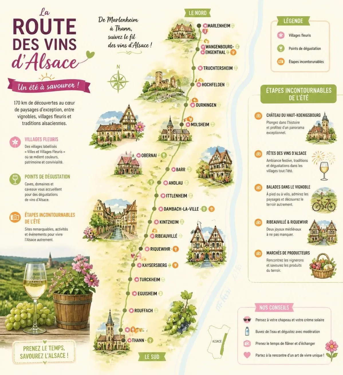 découvrez l'alsace en été : parcourez la route des vins, explorez des villages fleuris pittoresques et savourez les spécialités locales authentiques pour une expérience inoubliable.