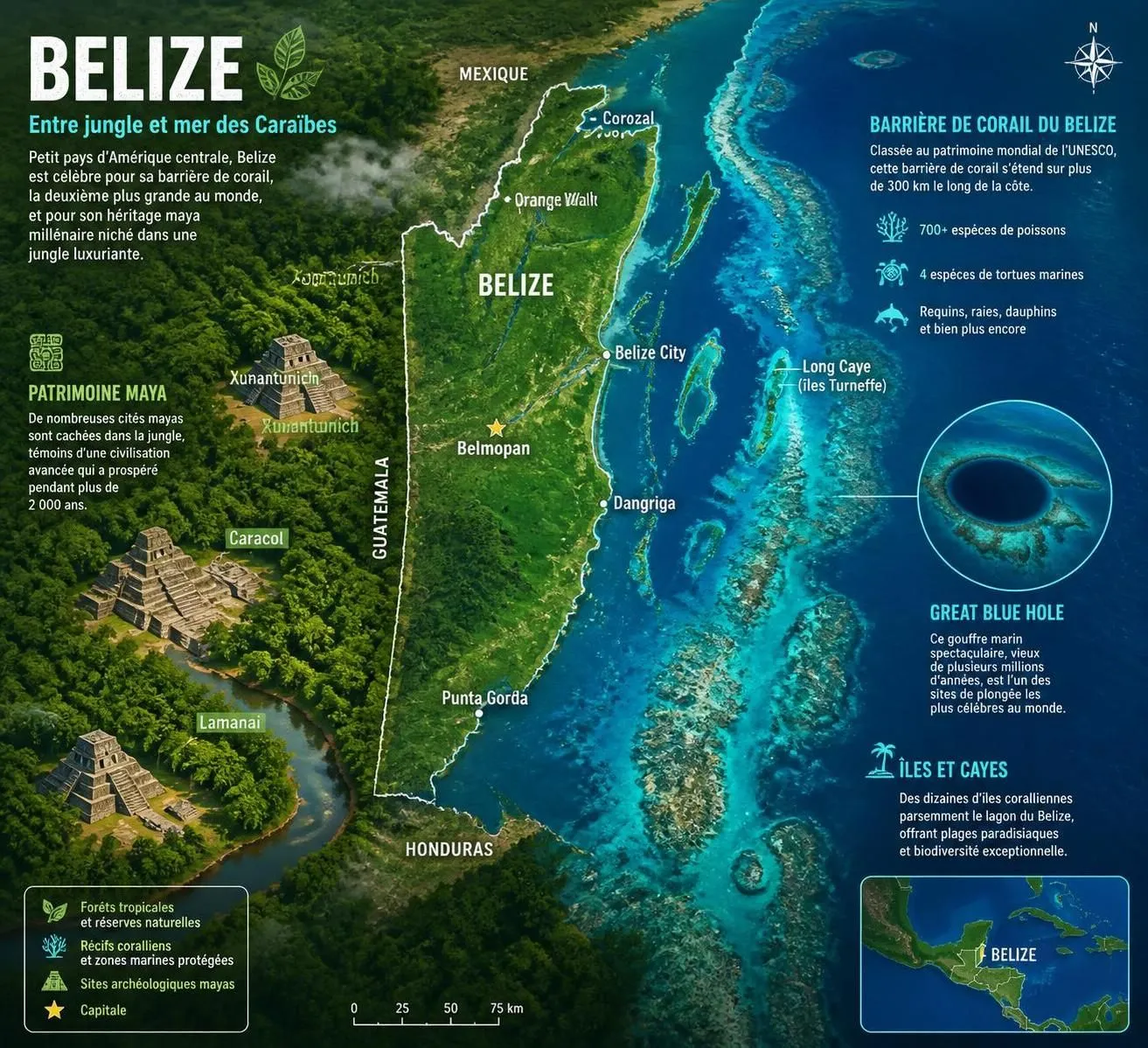 découvrez le belize, un paradis naturel où le récif corallien spectaculaire, la jungle luxuriante et les mystérieuses ruines mayas vous invitent à une aventure unique au cœur de l'histoire et de la nature.
