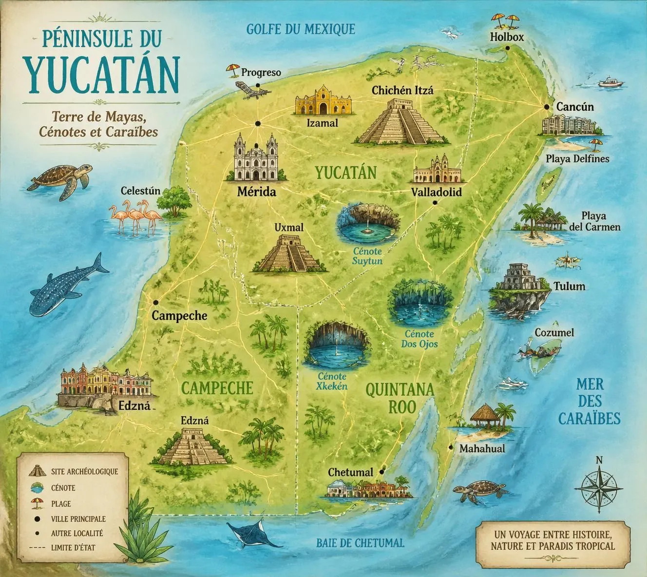 découvrez les merveilles du yucatán au mexique : explorez les ruines emblématiques de chichén itzá, les plages idylliques de tulum et les cenotes incontournables pour une aventure inoubliable.