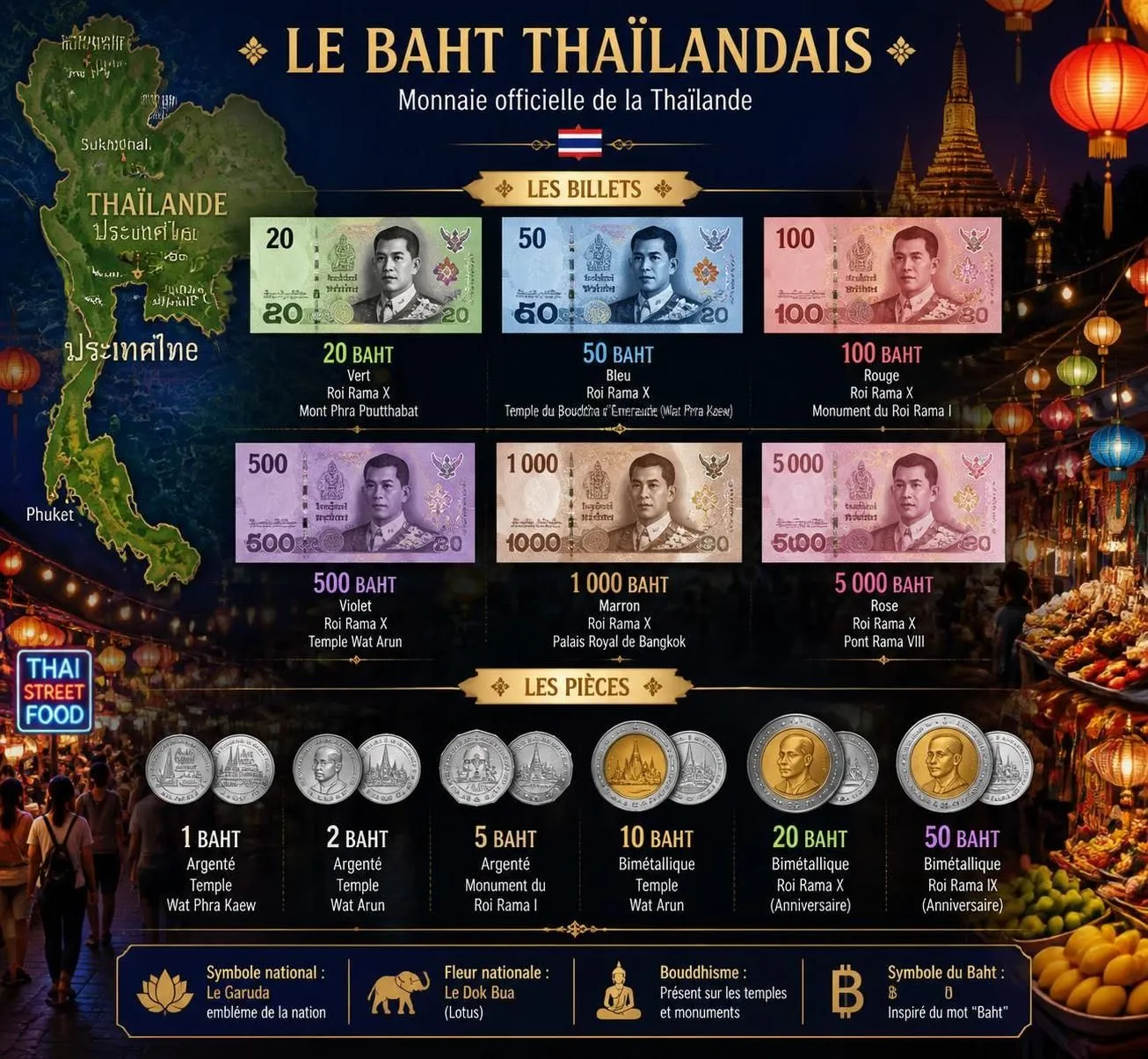 découvrez tout ce qu'il faut savoir sur le baht, la monnaie officielle de thaïlande, pour bien préparer votre voyage et gérer votre budget sur place.