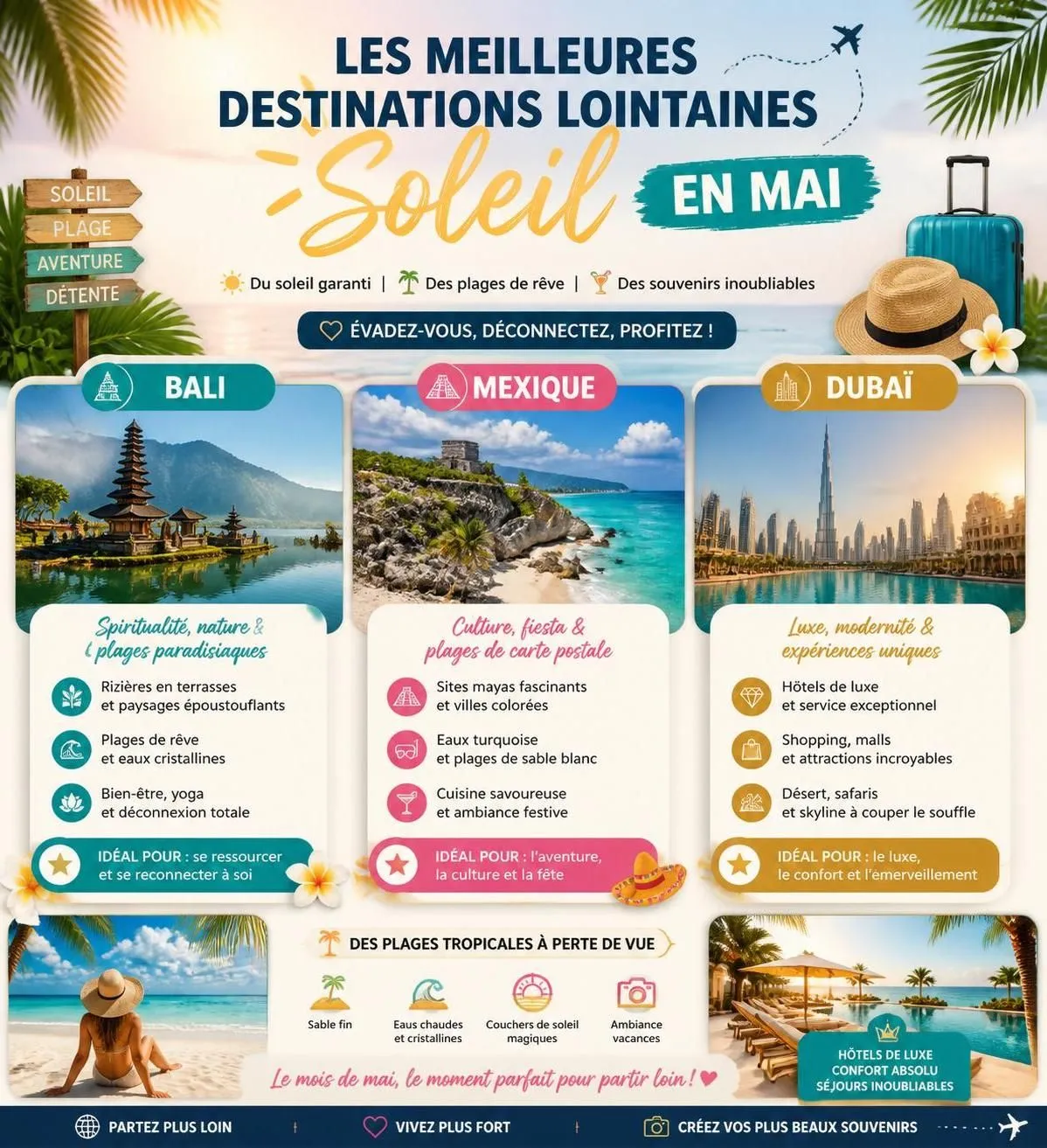 découvrez 15 destinations ensoleillées idéales pour partir en mai et profiter d'un début d'été chaleureux et dépaysant.