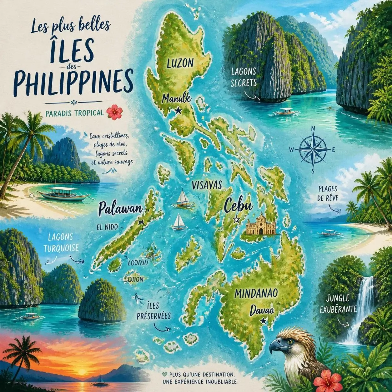 découvrez palawan, cebu et les plus belles îles des philippines grâce à notre guide complet pour explorer cet archipel paradisiaque.
