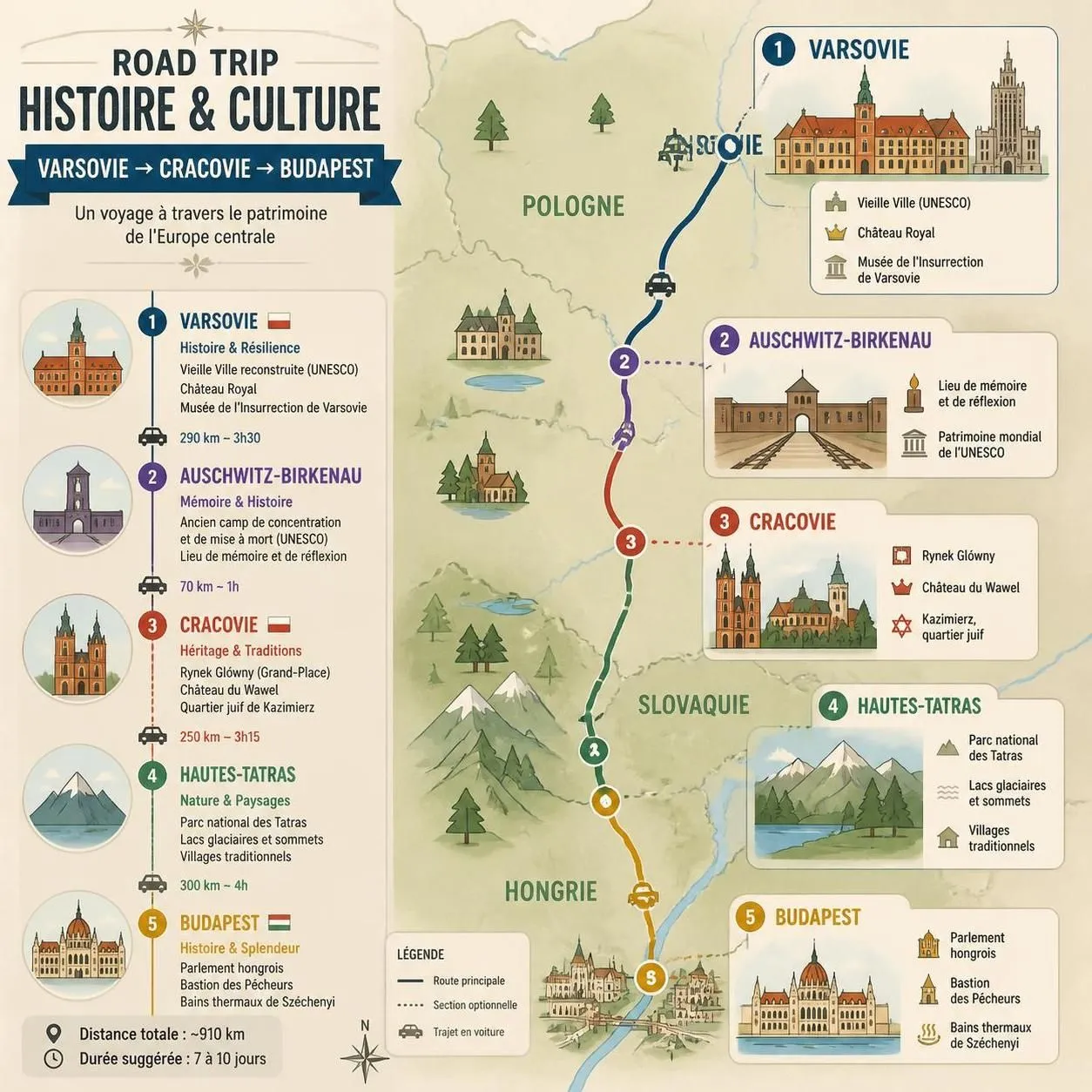 découvrez un road trip inoubliable en europe de l'est à travers varsovie, cracovie et budapest. explorez l'histoire, la culture et les paysages uniques de ces villes fascinantes.