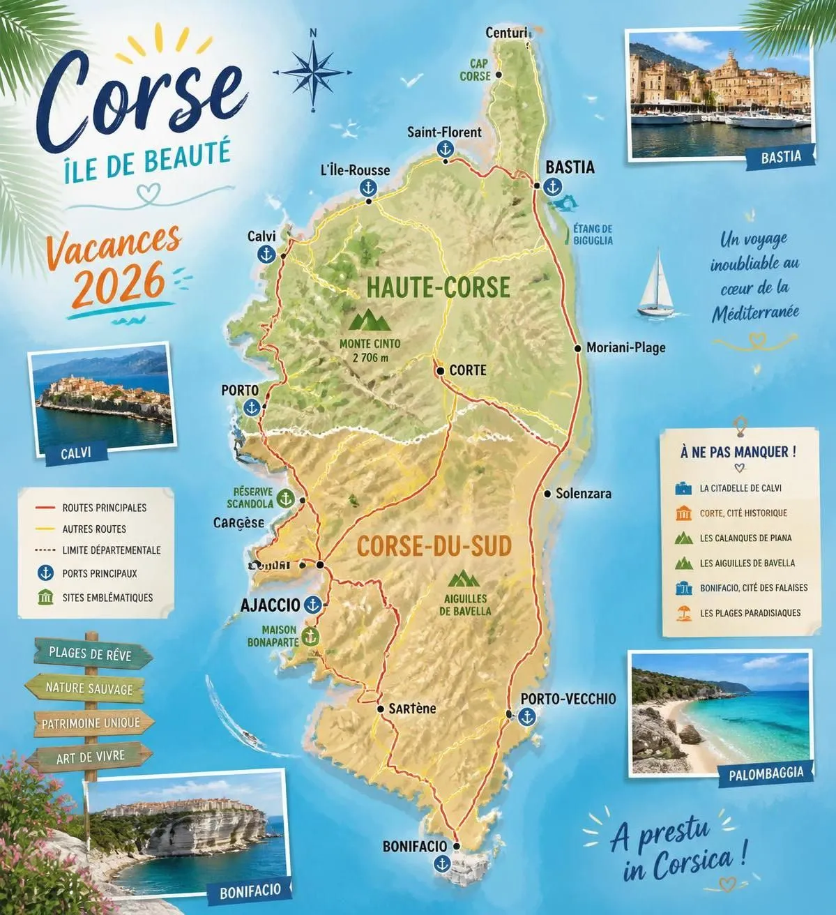 découvrez la carte complète de la corse avec ses régions, routes et itinéraires détaillés pour préparer votre séjour en toute sérénité et explorer l'île de beauté.