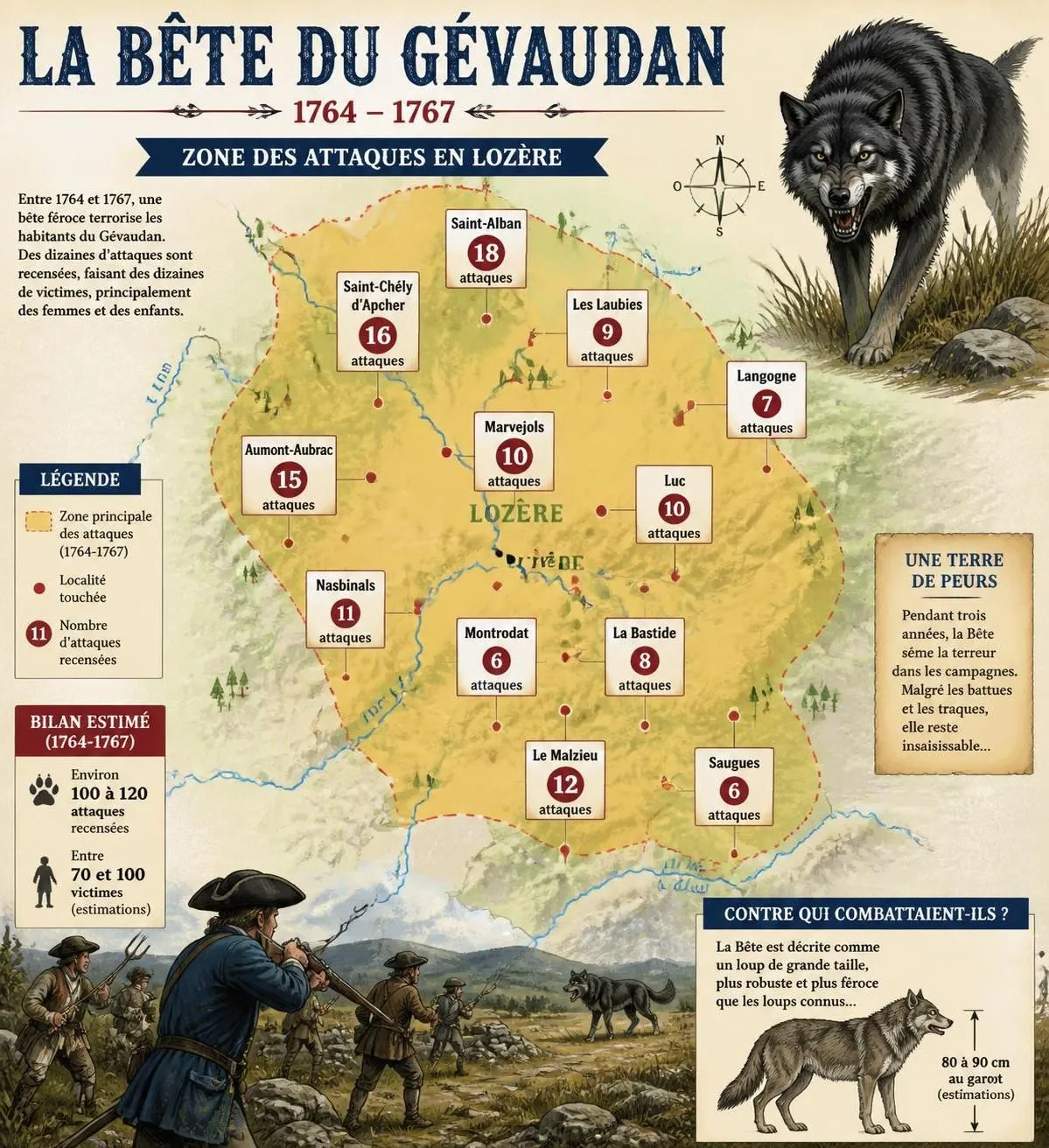 découvrez l'histoire fascinante de la bête du gévaudan, visitez le musée de sainte-lucie et explorez la lozère en suivant les traces de cette mystérieuse créature légendaire.