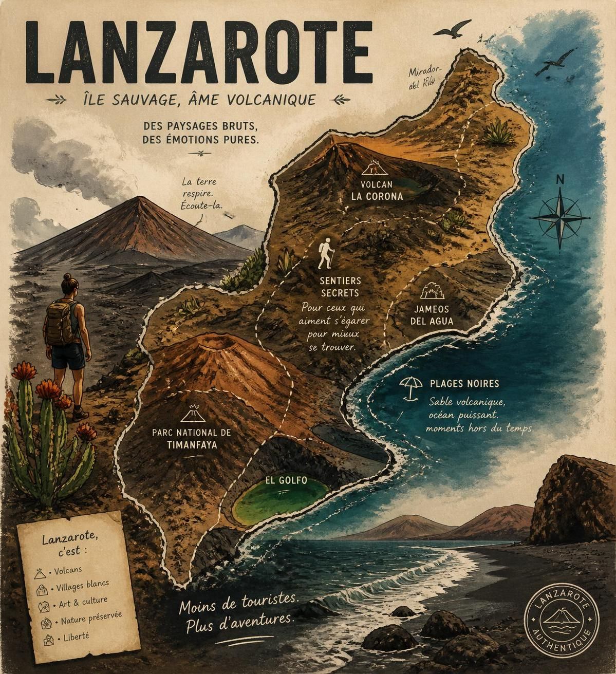découvrez lanzarote, l'île des canaries où volcans impressionnants, plages de sable noir et nature sauvage vous attendent hors des sentiers battus pour une aventure unique.