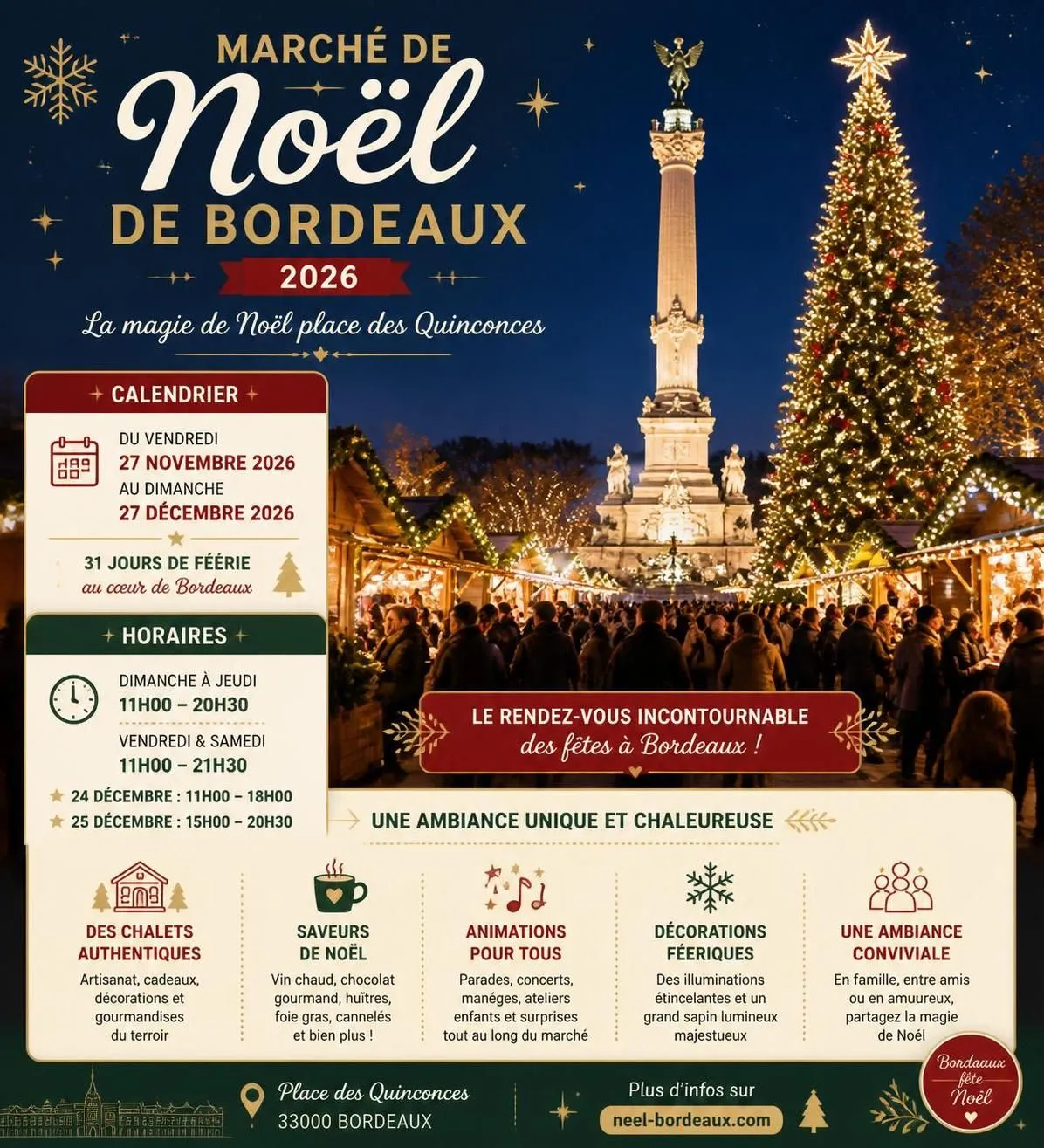 découvrez le marché de noël de bordeaux : dates clés, stands incontournables et nos coups de cœur pour une expérience festive inoubliable.