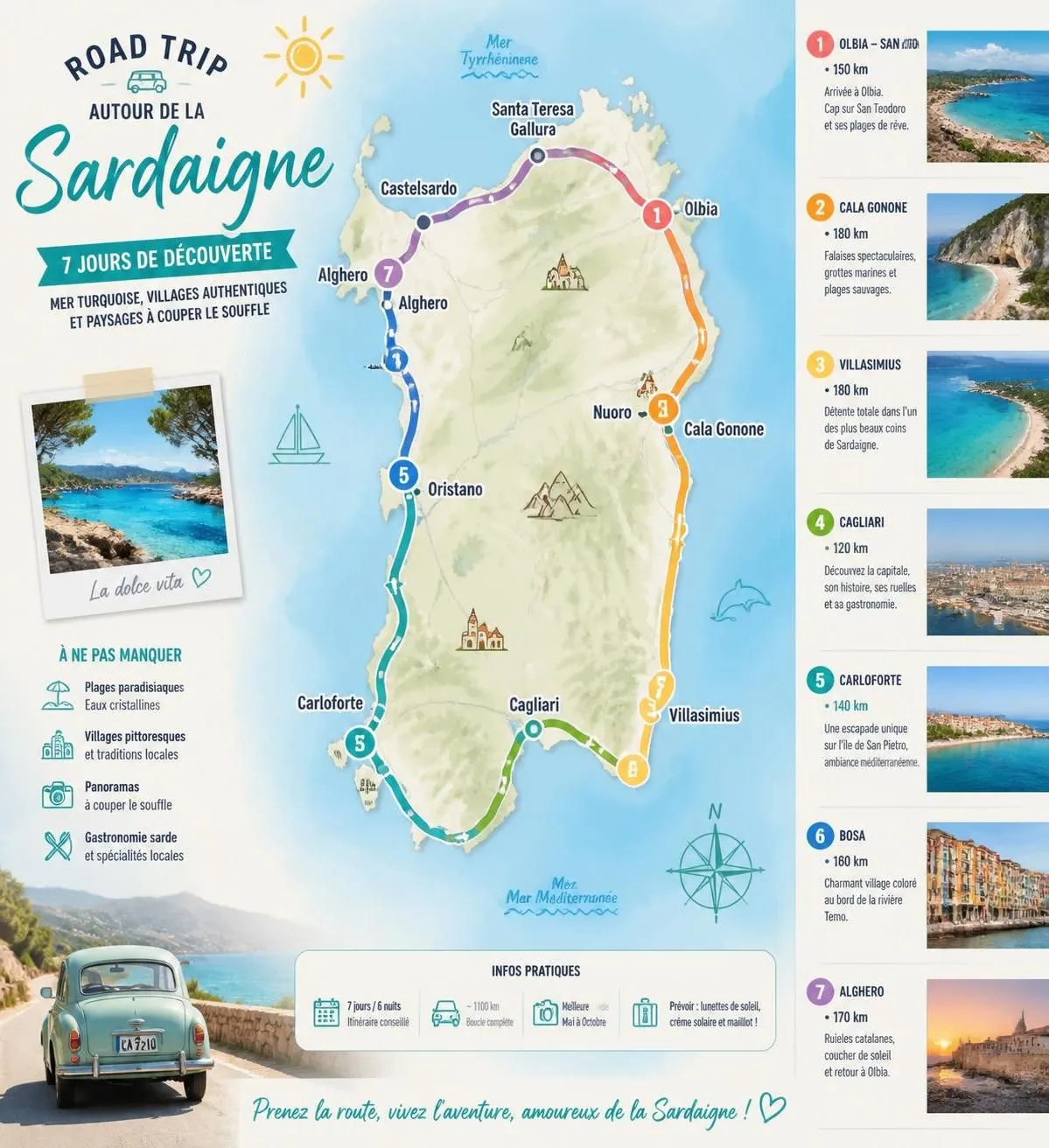 découvrez la sardaigne avec notre carte détaillée de l'île, explorez ses régions incontournables et suivez l'itinéraire idéal pour un road trip mémorable à travers ses paysages uniques.