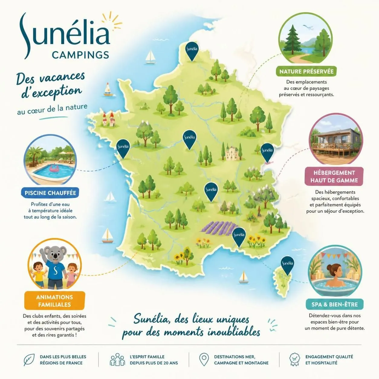 découvrez sunélia, des campings 4 et 5 étoiles en france, offrant des vacances de qualité avec des équipements haut de gamme, des activités variées et un cadre naturel exceptionnel.