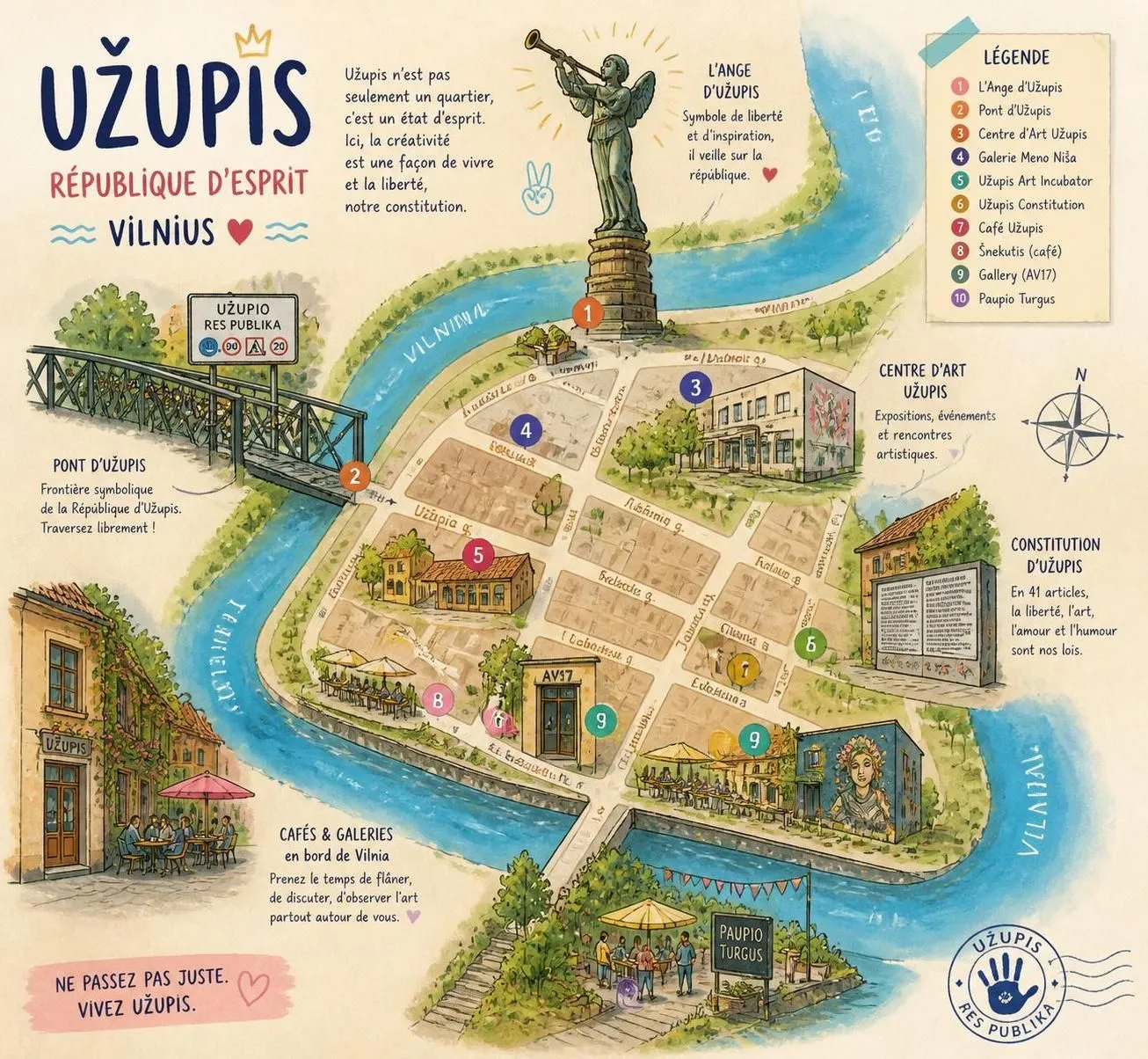 découvrez le quartier artistique et bohème de užupis à vilnius, ses trésors baroques et vivez un city break unique en lituanie alliant culture et ambiance authentique.