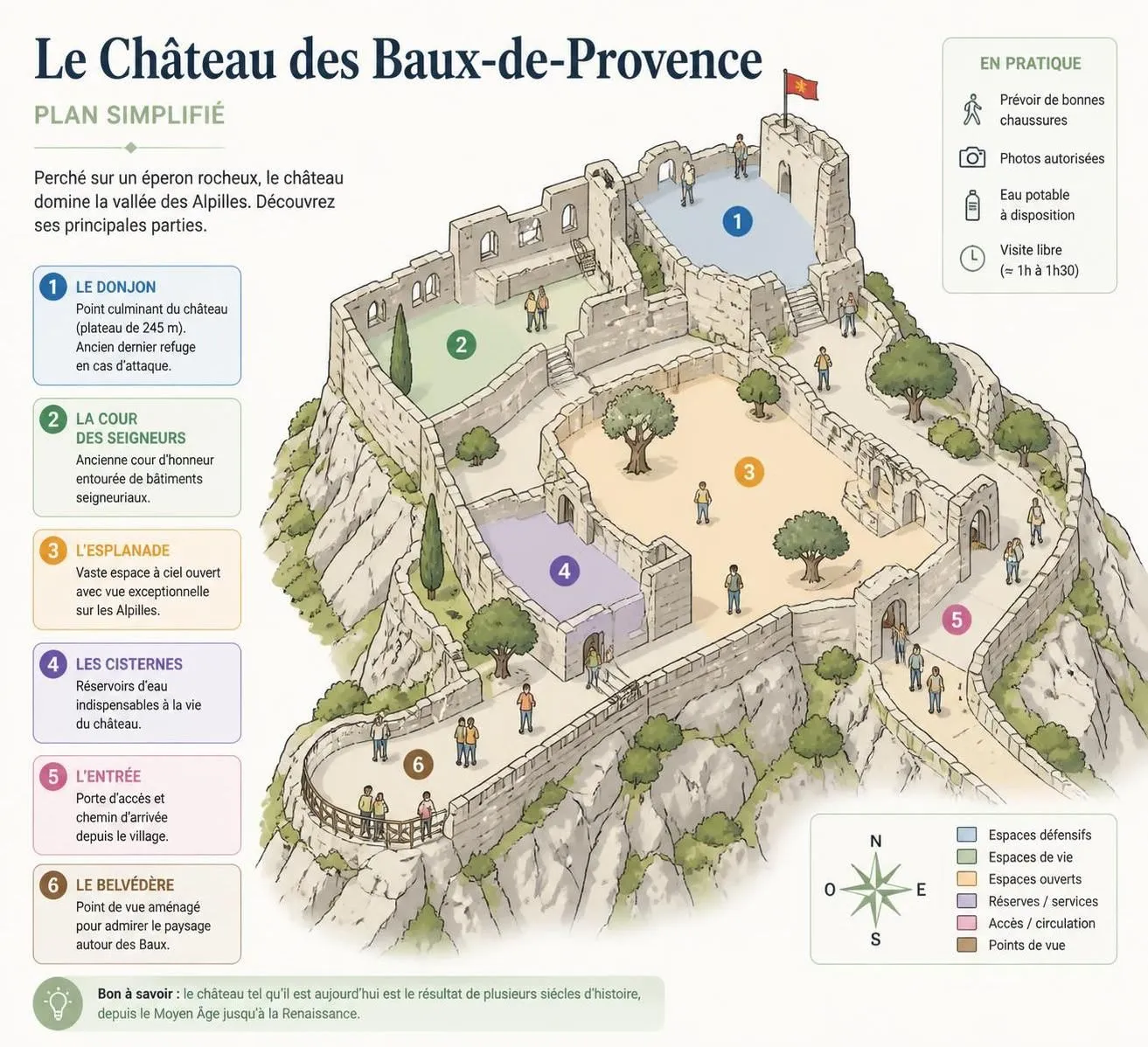 découvrez baux-de-provence, un village médiéval des alpilles, avec son château historique et ses panoramas impressionnants sur la camargue.