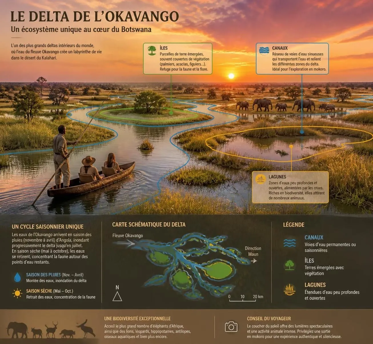découvrez le botswana, entre le spectaculaire delta de l'okavango, le parc national de chobe et un grand safari authentique loin des sentiers battus en afrique australe.