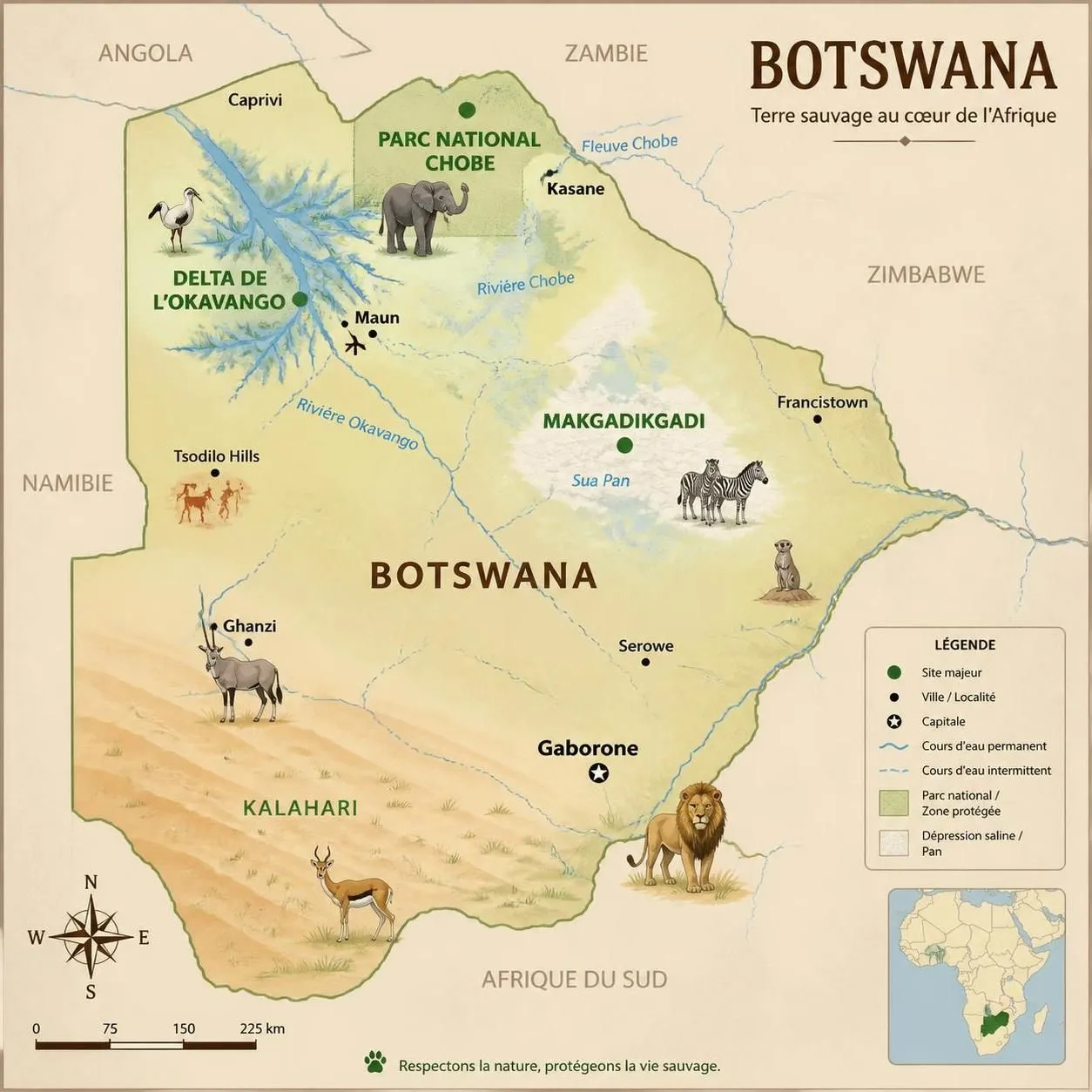 découvrez le botswana avec son spectaculaire delta de l'okavango, le parc national de chobe et vivez un grand safari authentique au cœur de l'afrique australe méconnue.