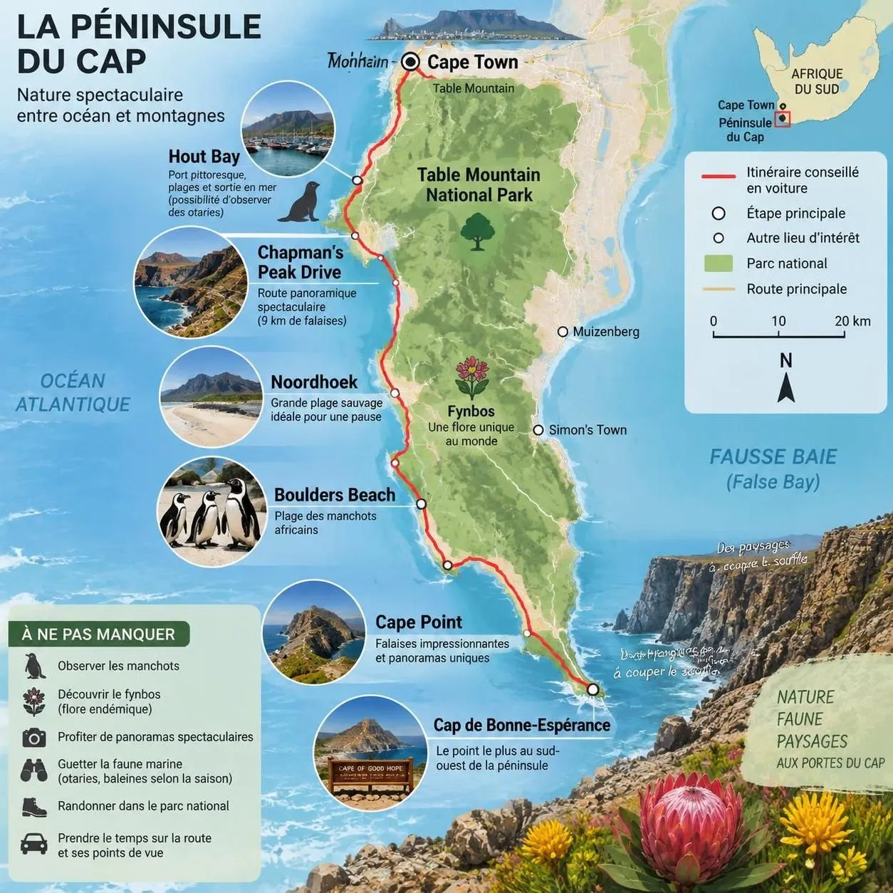 découvrez cape town, table mountain et la péninsule du cap : plages, paysages grandioses et étapes incontournables pour un road trip inoubliable en afrique du sud.
