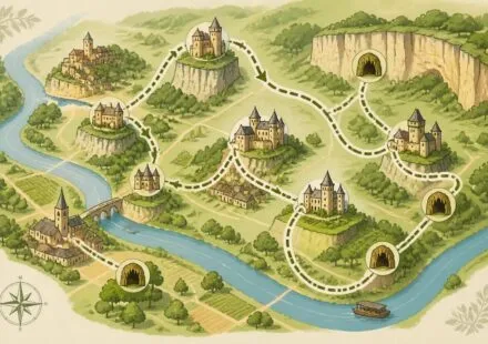 découvrez la dordogne grâce à notre carte détaillée de la vallée et du périgord noir, avec un itinéraire complet pour explorer les châteaux emblématiques et les grottes incontournables.
