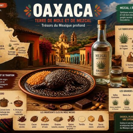 découvrez oaxaca, terre de saveurs authentiques avec son mole noir unique, son mezcal artisanal renommé et les trésors culturels du mexique profond.