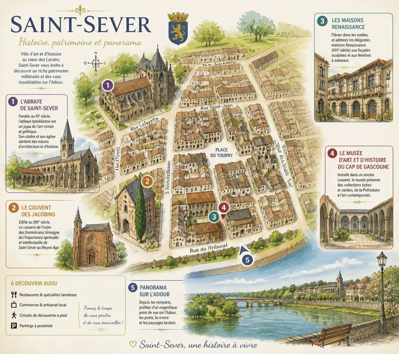 découvrez saint-sever, entre bastides historiques, abbaye carolingienne et les sites incontournables des landes béarnaises pour un voyage riche en culture et patrimoine.