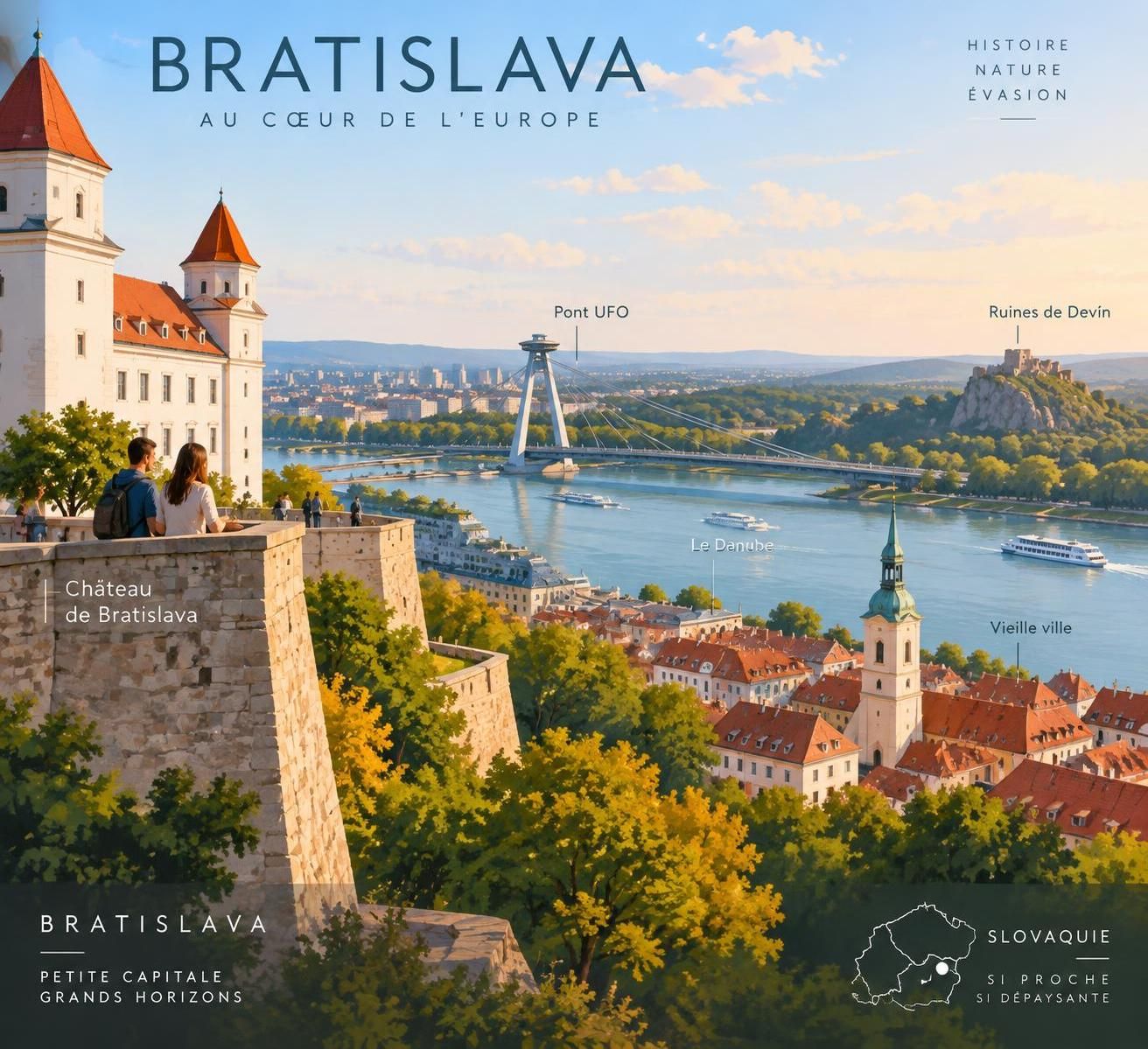 à deux pas de vienne, découvrez bratislava le temps d’un week-end : château perché, ruelles de la vieille ville et belles surprises culturelles.