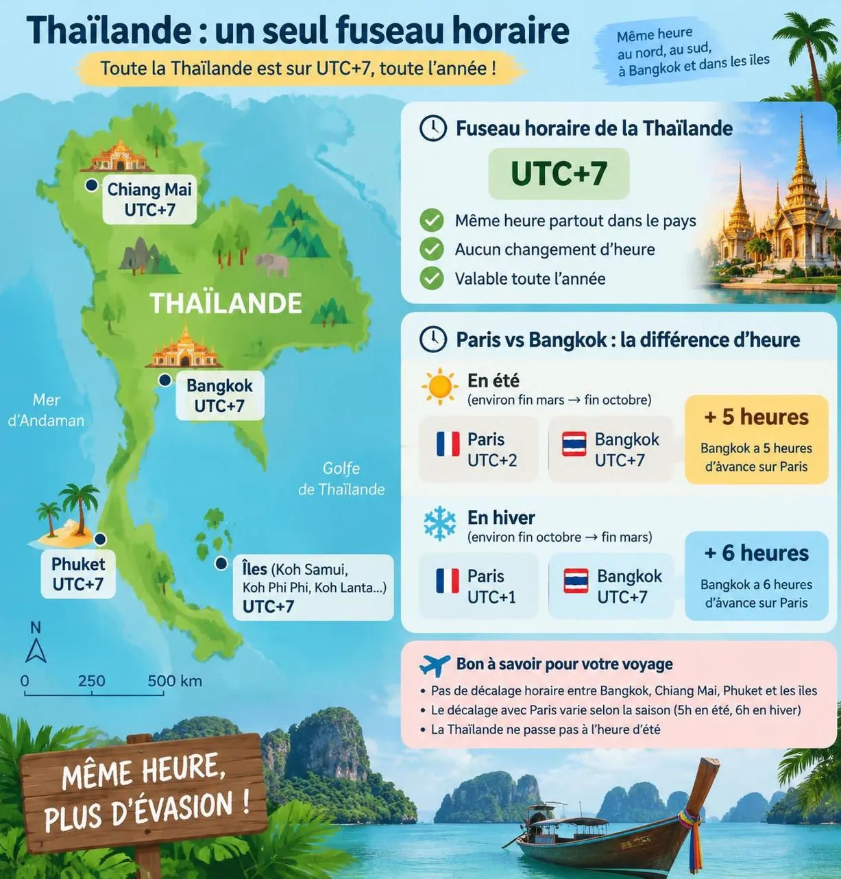 découvrez l’heure en thaïlande, le décalage horaire avec la france et les fuseaux horaires pour préparer votre voyage à bangkok ou dans les îles.