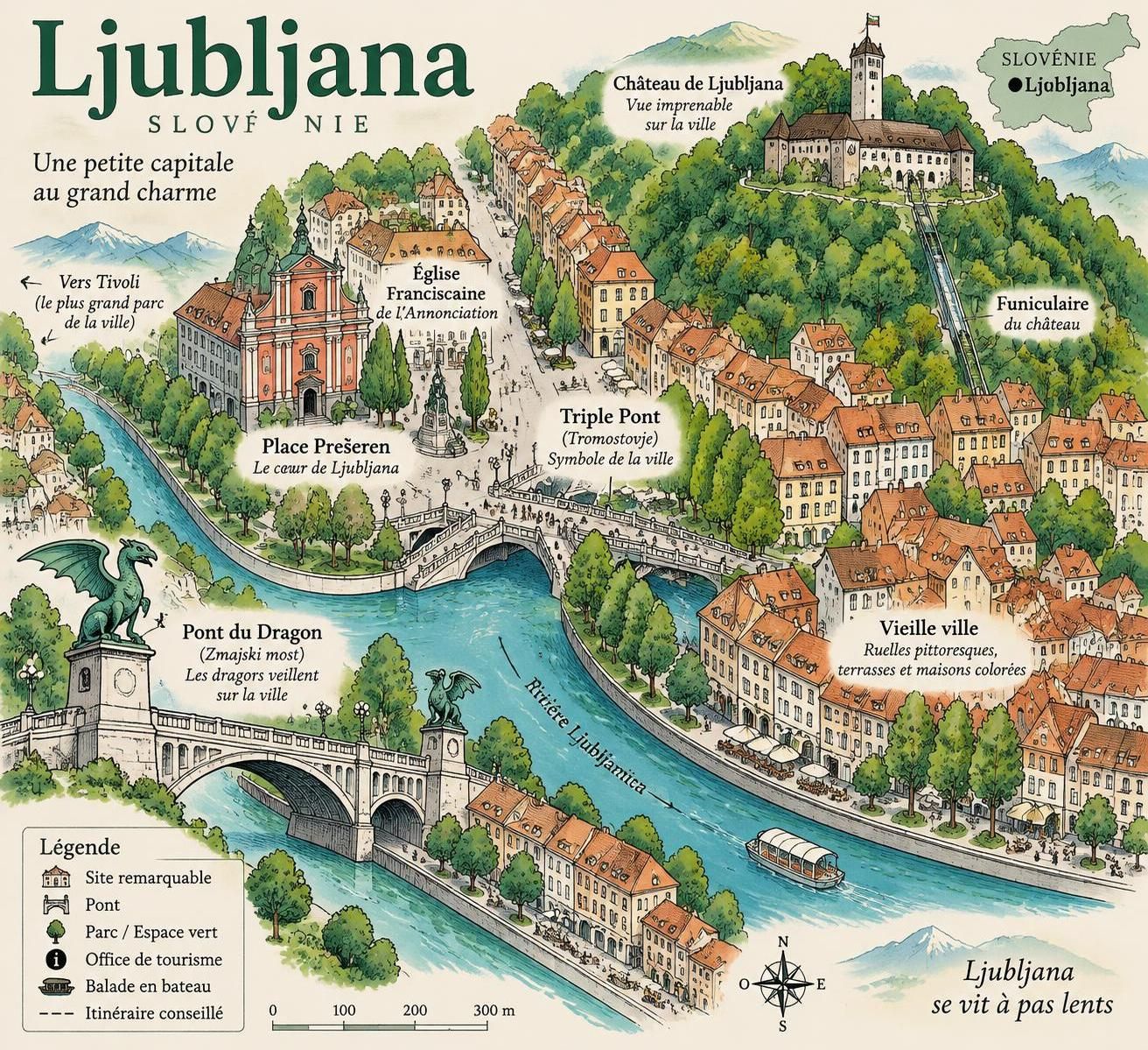 découvrez ljubljana, entre château perché, cafés animés au bord de la ljubljanica et charme discret de la capitale slovène.
