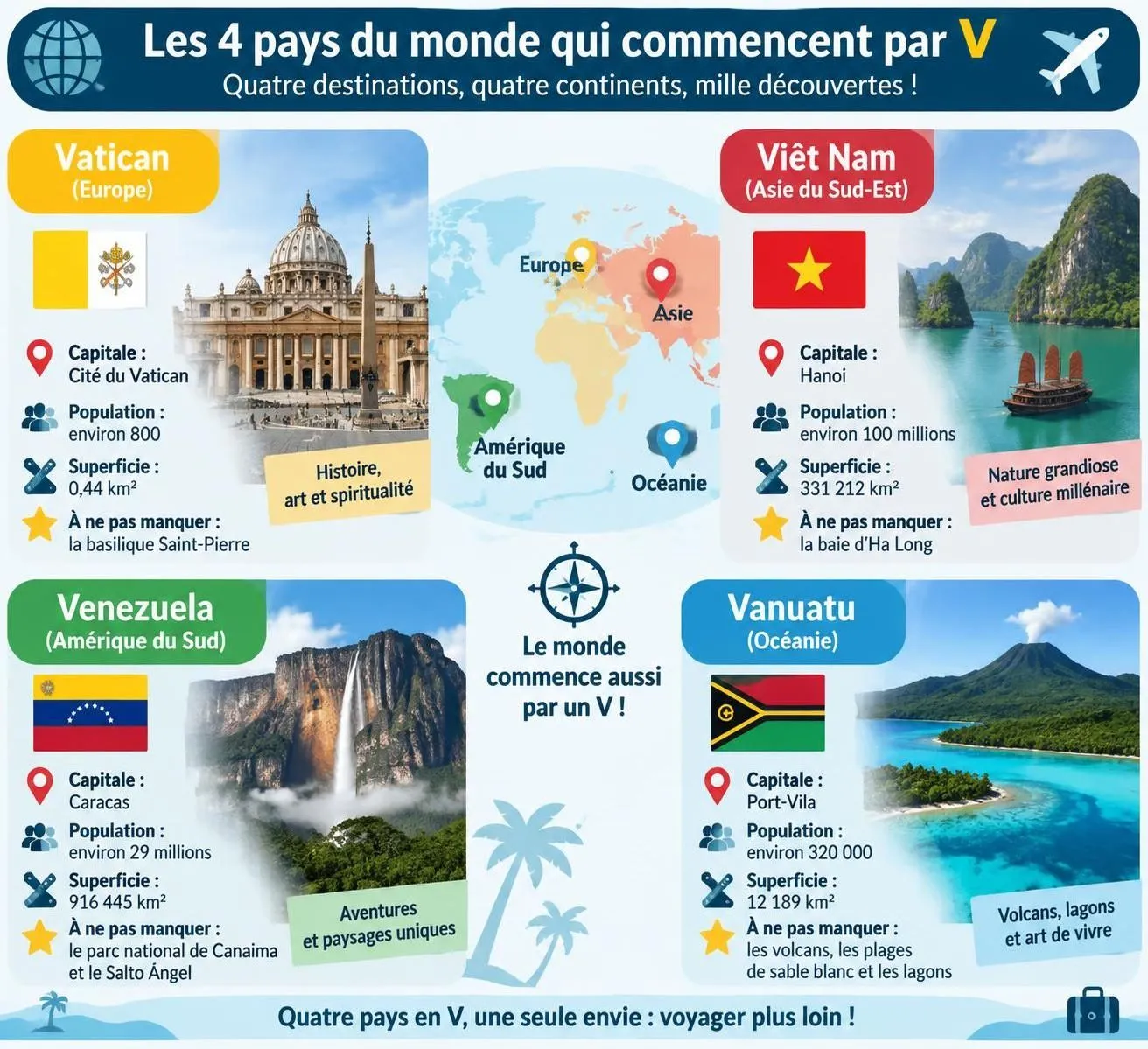 quels pays commencent par v ? découvrez le vanuatu, le vatican, le venezuela et le vietnam, ainsi que les destinations qui méritent le voyage.