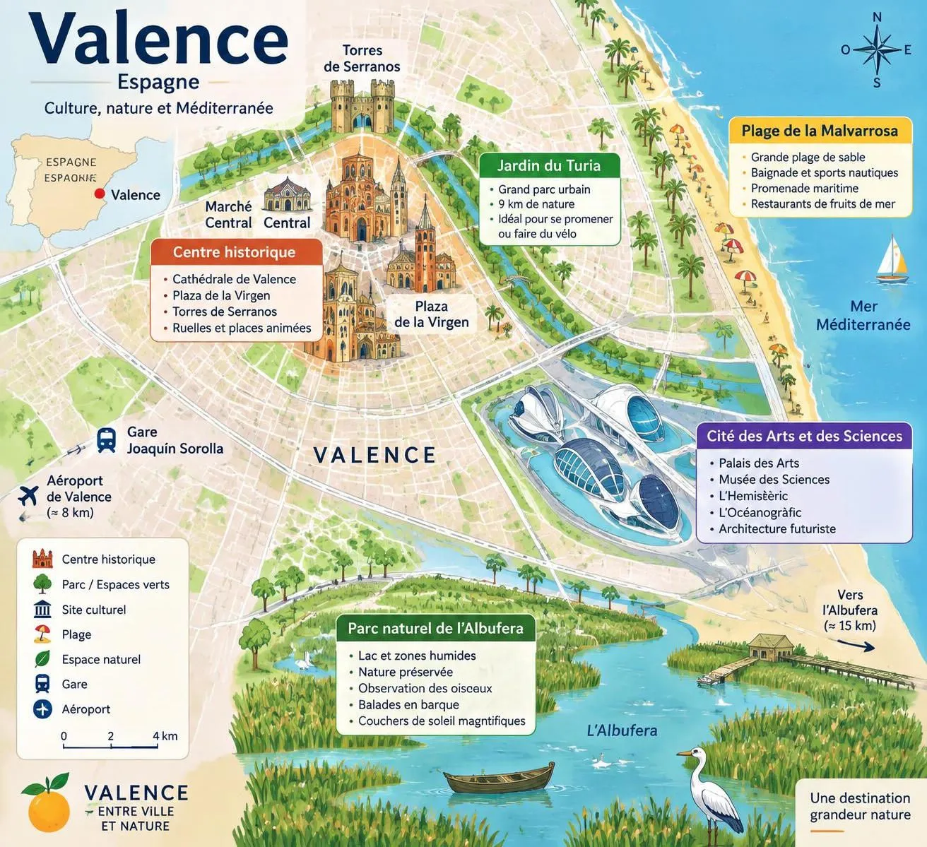 découvrez valence, troisième ville d’espagne : cité des arts et des sciences, paella authentique et incontournables à ne pas manquer.